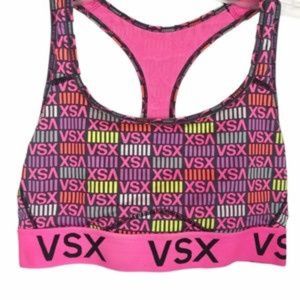 Victoria's Secret VSX Sports Bra Neon Black Pink